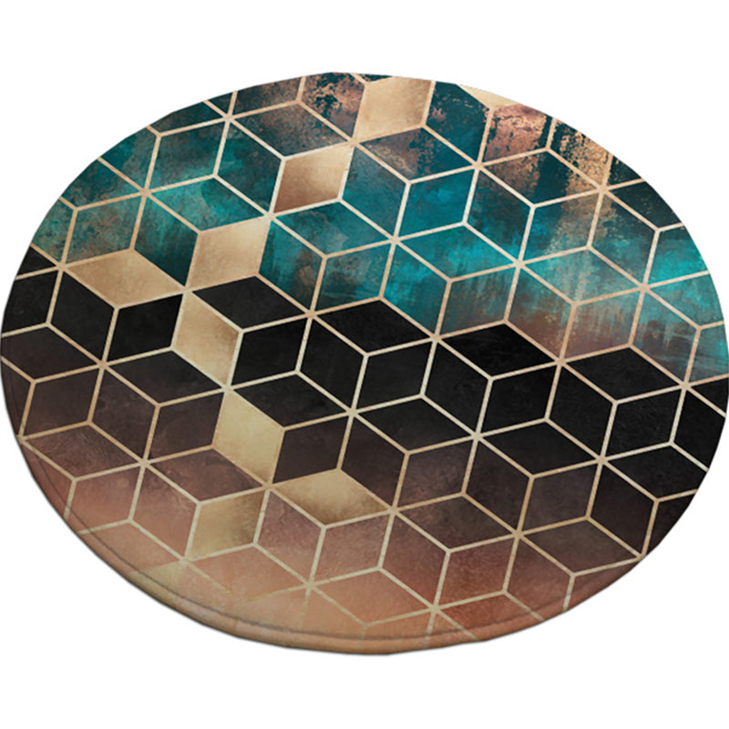 BowLift | Unique geometric print rug Multicolored polyester rug Non-slip backing Machine washable indoor rug for the bedroom
