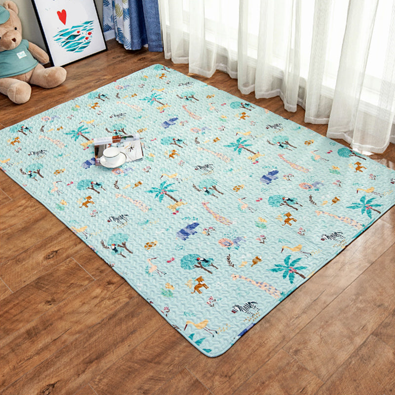 BowLift | Beautiful Cartoon Print Rug Multicolored Cotton Area Rug Pet Friendly Machine Washable Rug for Children's Room