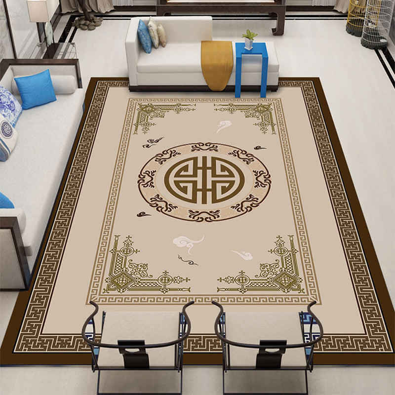 BowLift | Classic Zen Print Rug Multicolor Chinese Rug Polypropylene Non-Slip Backing Pet-Friendly Stain-Resistant Rug for Home