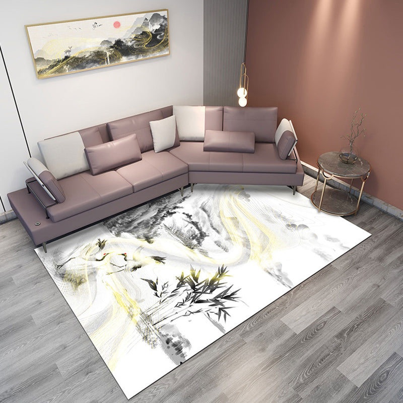 BowLift | Classic Mountain Landscape Rug Multicolored Chinese Rug Synthetic Stain Resistant Washable Non-Slip Rug for Deco