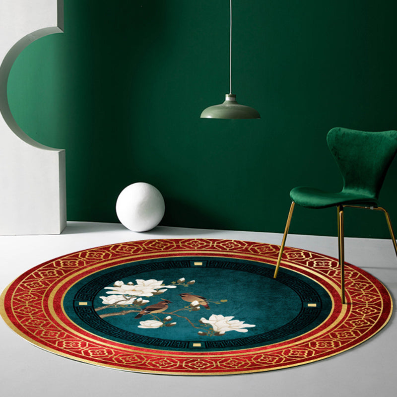 BowLift | Classic Flower and Bird Carpet Multicolor Chinese Carpet Synthetic Non-Slip Back Stain-Resistant Carpet for Deco