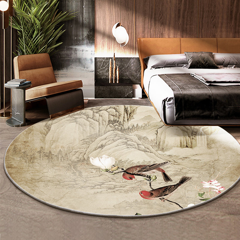 BowLift | Classic Flower and Bird Carpet Multicolor Chinese Carpet Synthetic Non-Slip Back Stain-Resistant Carpet for Deco