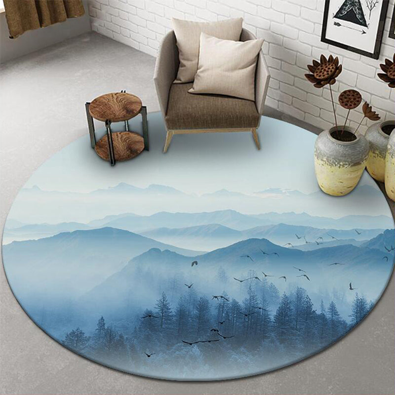 BowLift | Chinese Landscape Print Rug Multicolor Polypropylene Rug Anti-Skid Back Stain Resistant Pet Friendly Rug for the Living Room