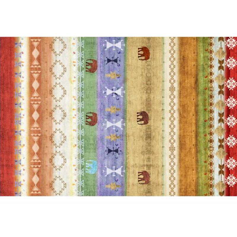 BowLift | Aesthetic Tribal Pattern Rug Multicolored Indian Rug Polyester Stain Resistant Washable Non-Slip Rug for Decor