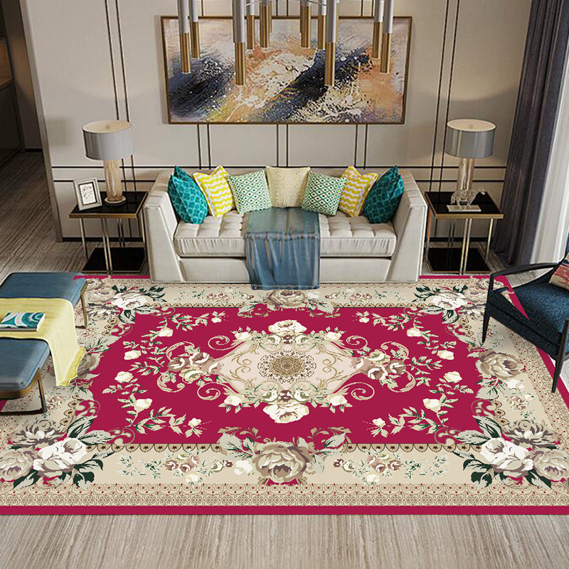 BowLift | Chinese Living Room Rug Multicolored Geometric Printed Area Rug Polyester Non-Slip Pet-Friendly Indoor Rug