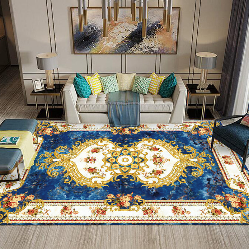 BowLift | Chinese Living Room Rug Multicolored Geometric Printed Area Rug Polyester Non-Slip Pet-Friendly Indoor Rug