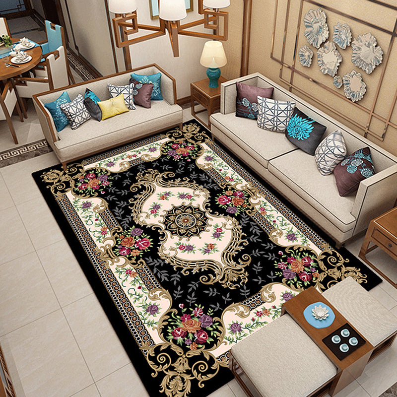 BowLift | Classic printed rug with floral pattern multicolored indoor rug non-slip backing pet-friendly rug