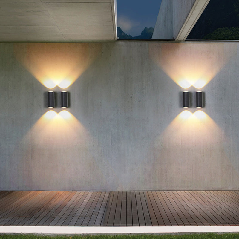 BowLift | Tube-shaped Outdoor Wall Lamp Metallic Minimalism LED Wall Light in Black