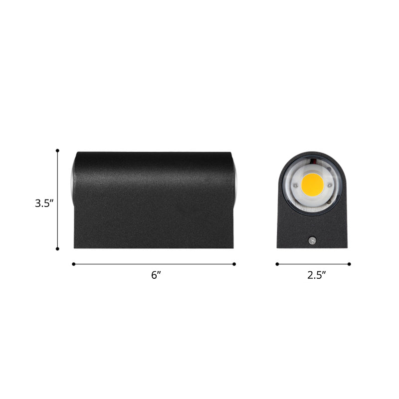 BowLift | Tube-shaped Outdoor Wall Lamp Metallic Minimalism LED Wall Light in Black