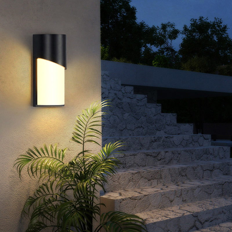BowLift | Cylindrical Exterior Flush-Mount Wall Spotlight Metallic Modernist LED Wall Light in Black