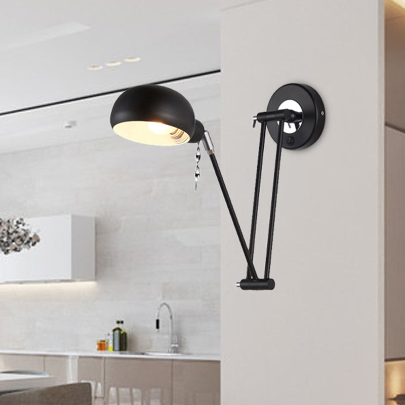 BowLift | Bowl Living Room Wall Light with Swivel Arm Industrial Retro Metallic 1 Light Black Reading Wall Light