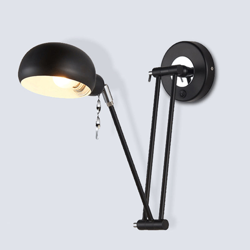 BowLift | Bowl Living Room Wall Light with Swivel Arm Industrial Retro Metallic 1 Light Black Reading Wall Light