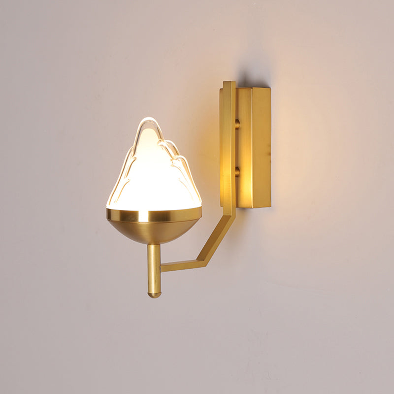 BowLift | White Glass Geometric Wall Lighting Postmodern Brass Finish Wall Lamp for the Living Room