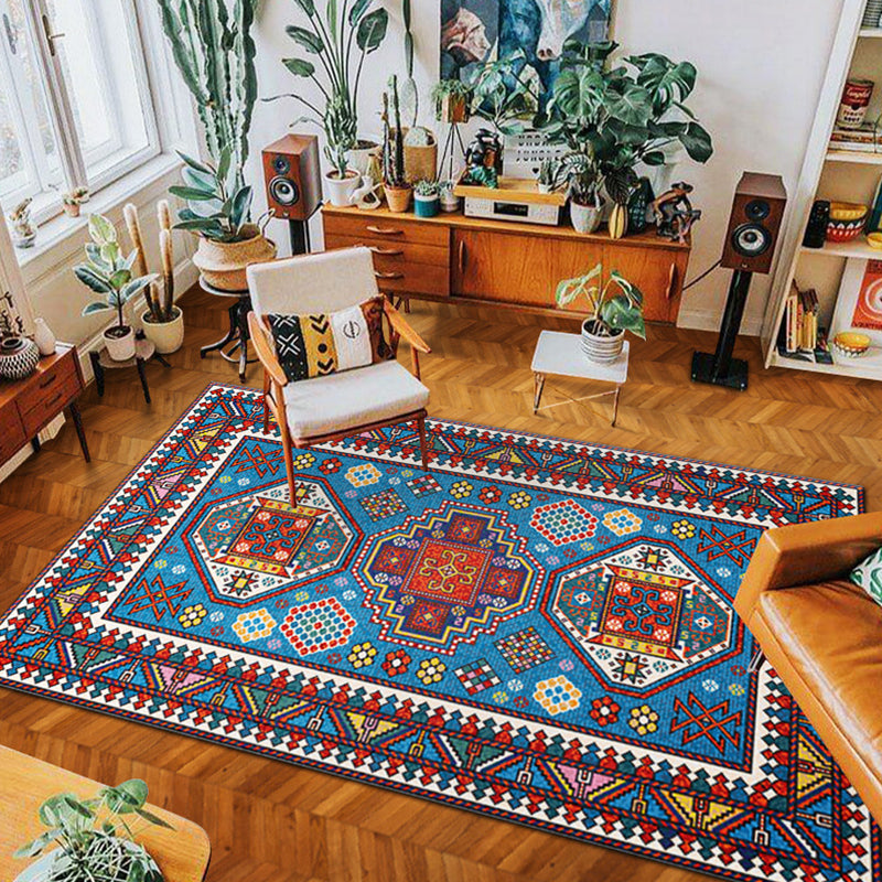 BowLift | eclectic tribal pattern rug multicolored polypropylene indoor rug non-slip backing pet-friendly area rug for the living room