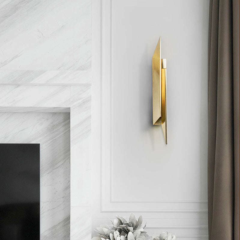 BowLift | Art Deco Quad-shaped Wall Light Metallic Bedroom LED Wall Lamp Fixture in Gold