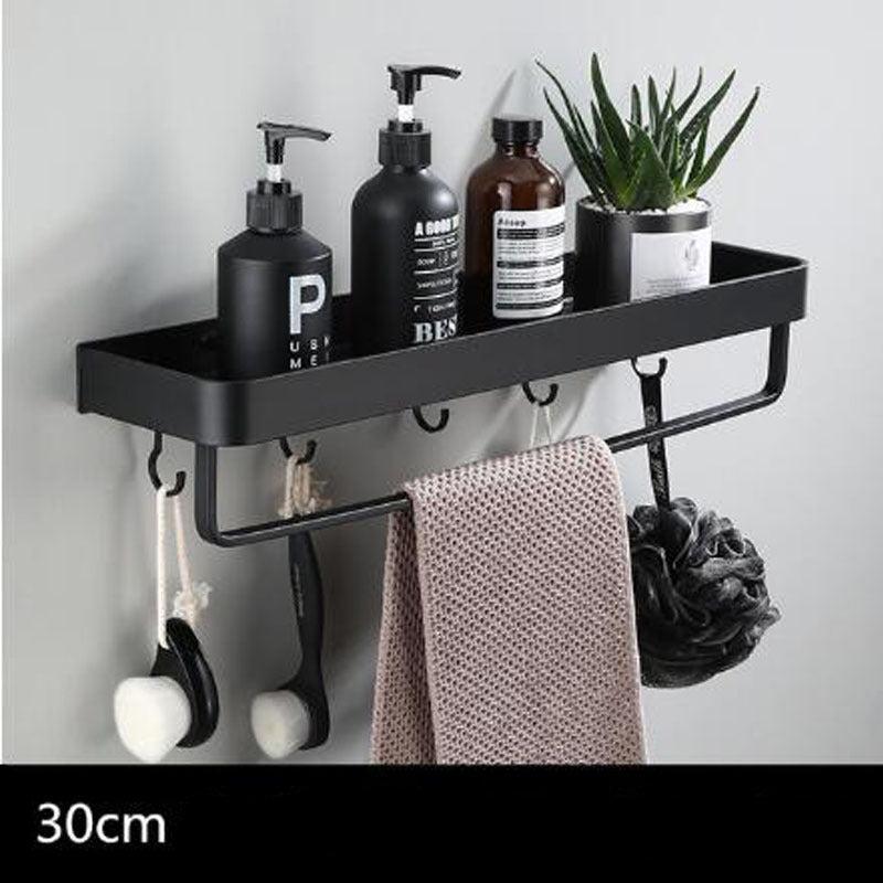 BowLift | Black bathroom shelf made of space aluminum for wall mounting