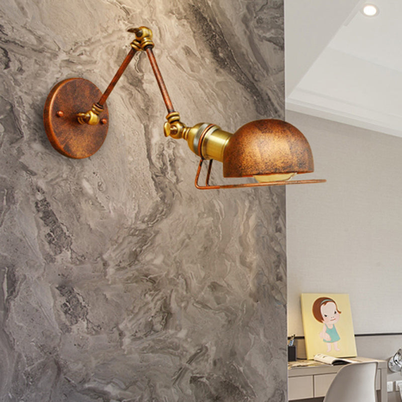 BowLift | Vintage Industrial Bowl Wall Lamp 1 Light Iron Wall Lamp with Rotatable Arm in Black/Metal