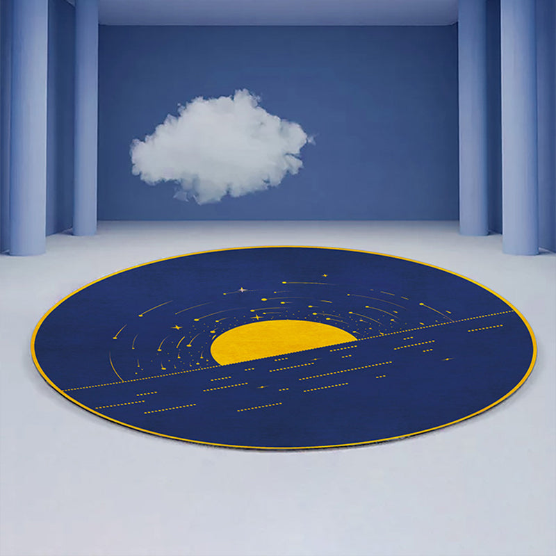 BowLift | Blue Western Rug Polypropylene Color Block Indoor Carpet Non-Slip Back Stain Resistant Washable Rug for Living Room