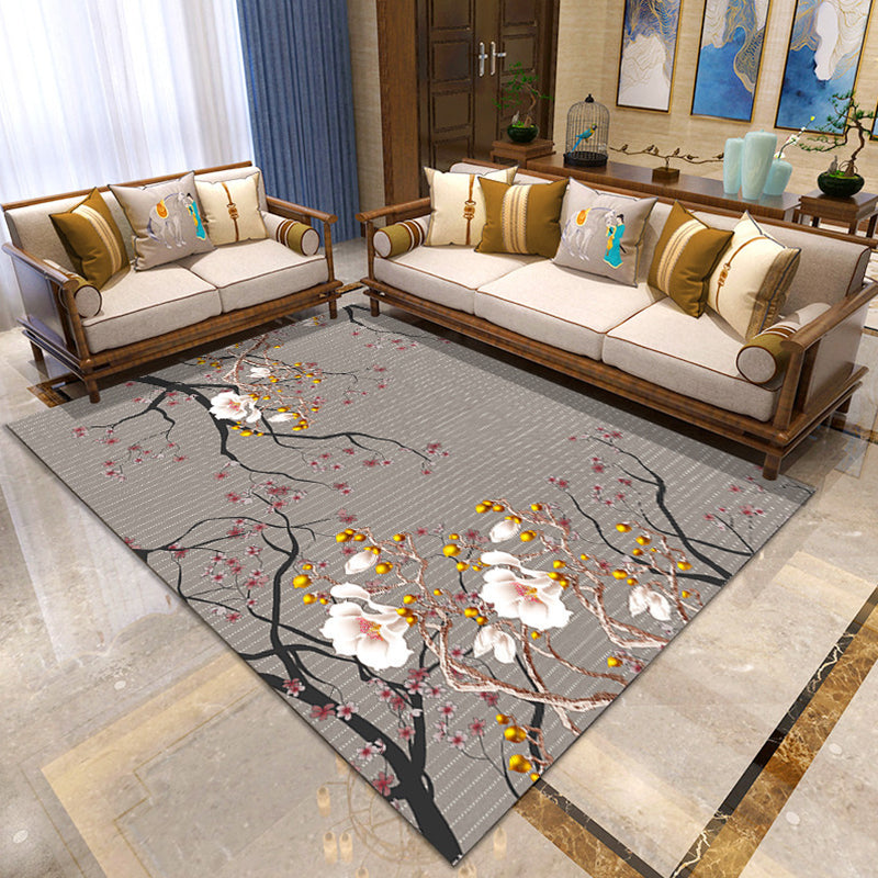 BowLift | Asian Living Room Carpet Multicolor Floral Printed Carpet Indoor Polypropylene Pet-Friendly Easy Care Area Rug