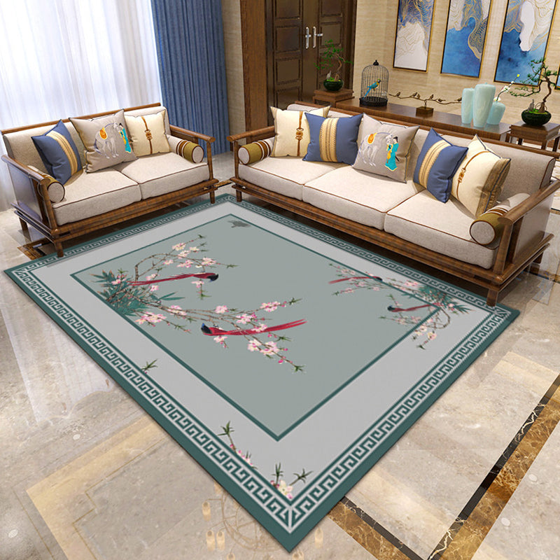 BowLift | Asian Living Room Carpet Multicolor Floral Printed Carpet Indoor Polypropylene Pet-Friendly Easy Care Area Rug