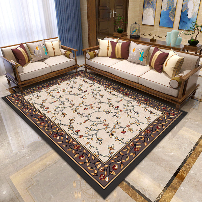 BowLift | Asian Living Room Carpet Multicolor Floral Printed Carpet Indoor Polypropylene Pet-Friendly Easy Care Area Rug