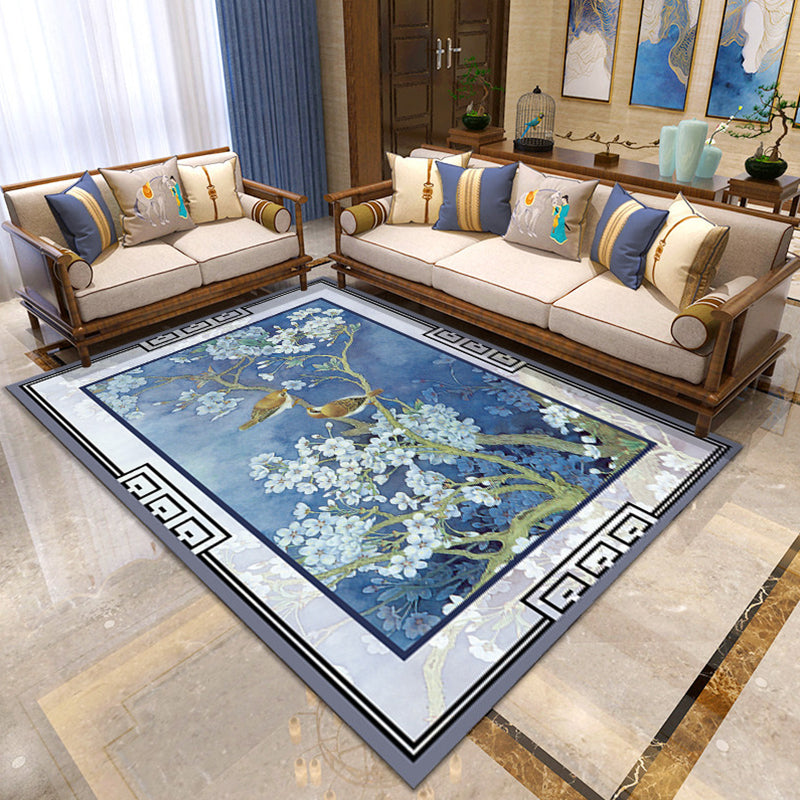 BowLift | Asian Living Room Carpet Multicolor Floral Printed Carpet Indoor Polypropylene Pet-Friendly Easy Care Area Rug