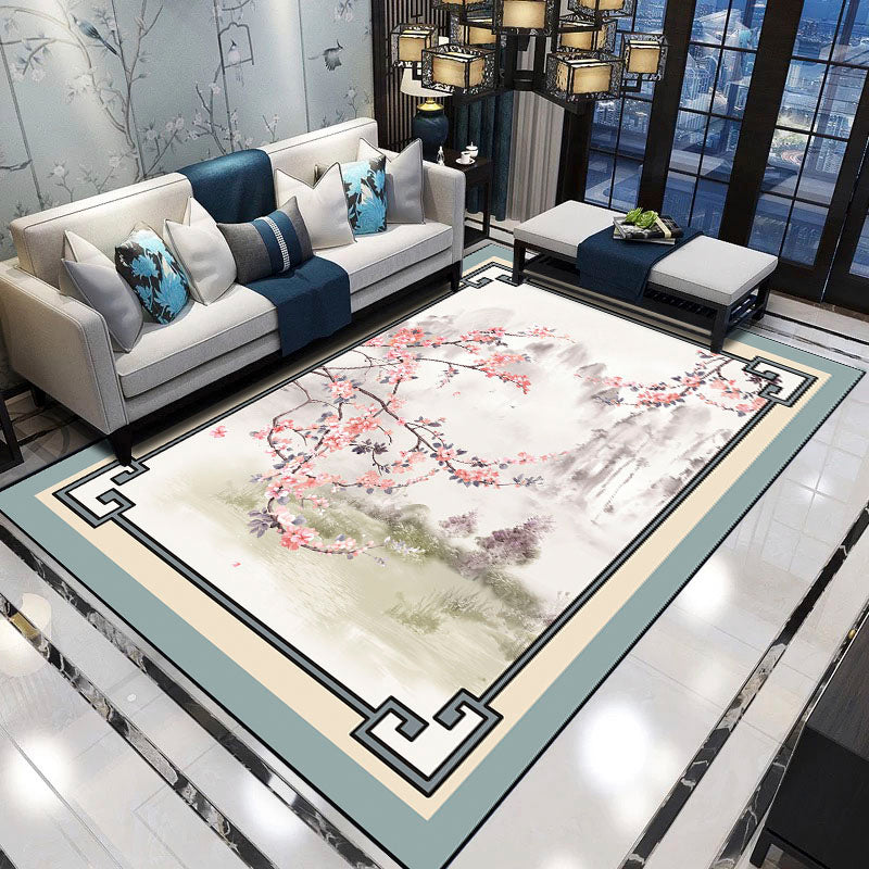 BowLift | Formal Living Room Rug Versatile Floral Pattern Rug Polyester Non-Slip Back Machine Washable Rug