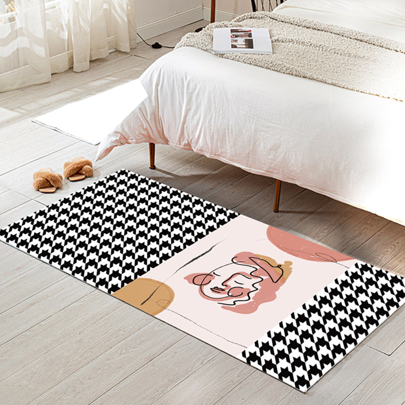 BowLift | Western Houndstooth Pattern Rug Multicolor Polyester Area Rug Non-Slip Back Pet Friendly Indoor Rug for Room