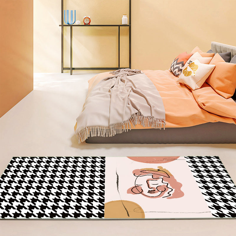 BowLift | Western Houndstooth Pattern Rug Multicolor Polyester Area Rug Non-Slip Back Pet Friendly Indoor Rug for Room