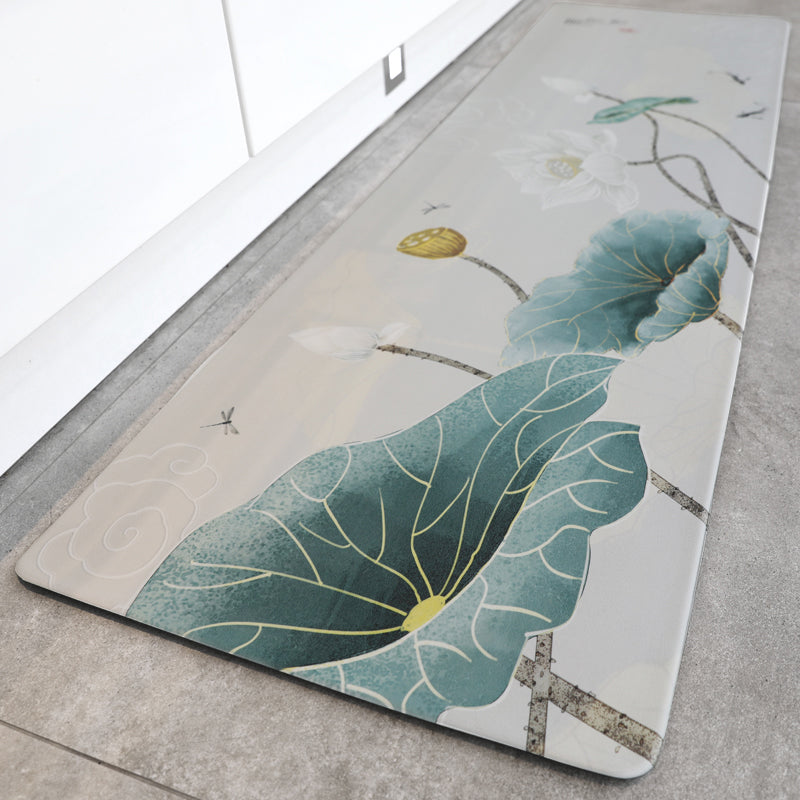 BowLift | Chinoiserie Floral Printed Rug Multicolor PVC Area Rug Non-Slip Back Pet-Friendly Indoor Rug for Bedroom