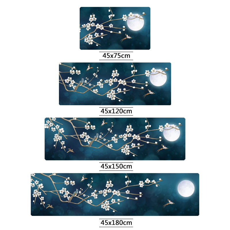 BowLift | Chinoiserie Floral Printed Rug Multicolor PVC Area Rug Non-Slip Back Pet-Friendly Indoor Rug for Bedroom