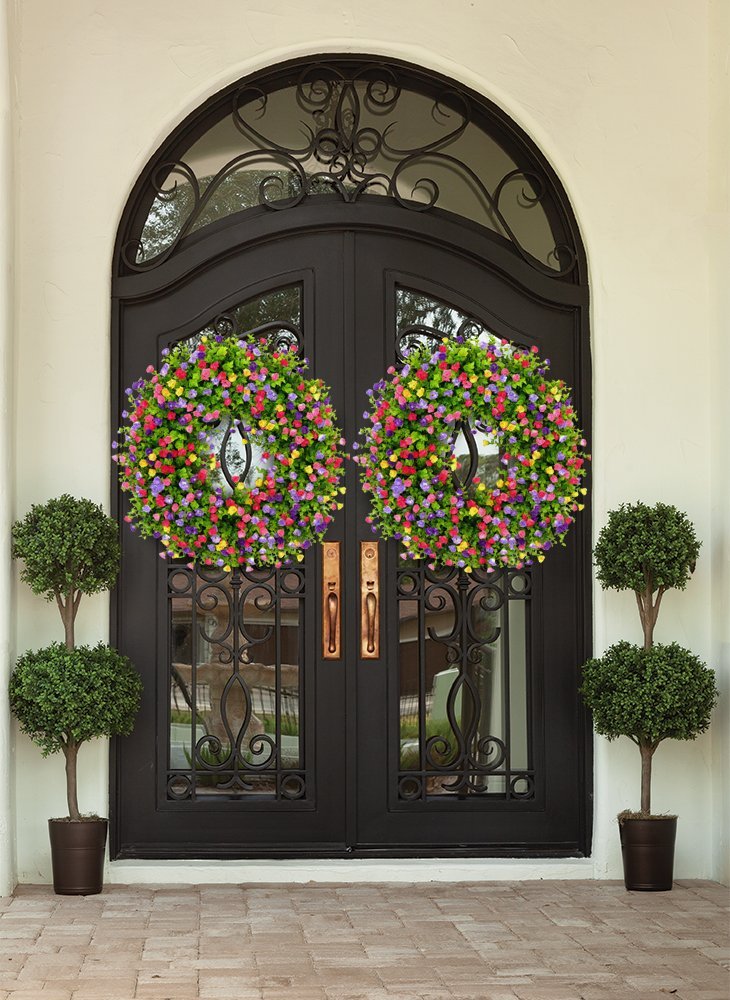 BowLift | BloomWreath Spring & Summer Front Door Wreath | Handmade Floral Grapevine Accent