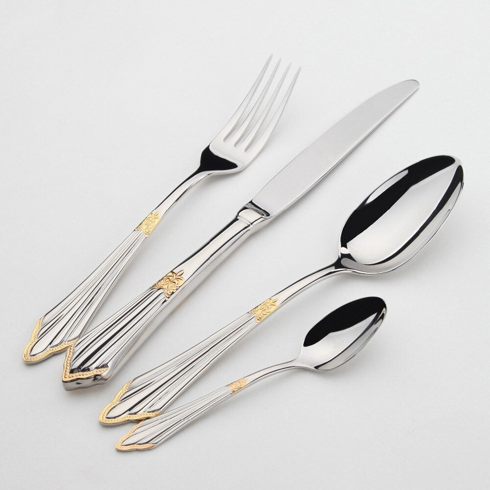 BowLift | 24- or 48-Piece Stainless Steel Cutlery Set with Gold Finish – GlowCut