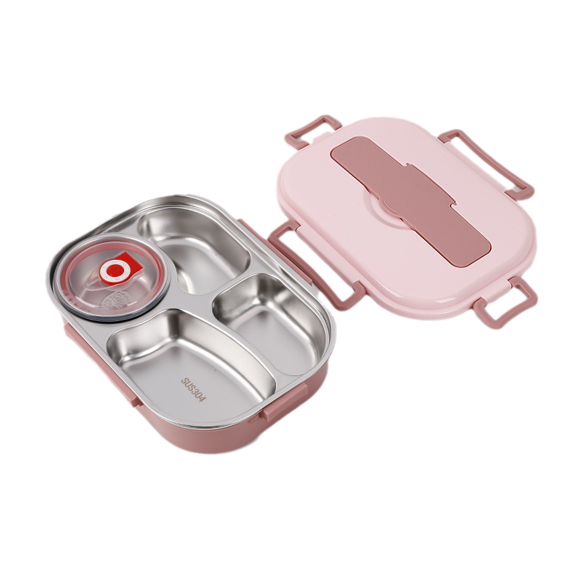 BowLift | Thermo-Lunchbox made of stainless steel – inside made of stainless steel – 3 or 4 compartments with soup bowl – wall clock