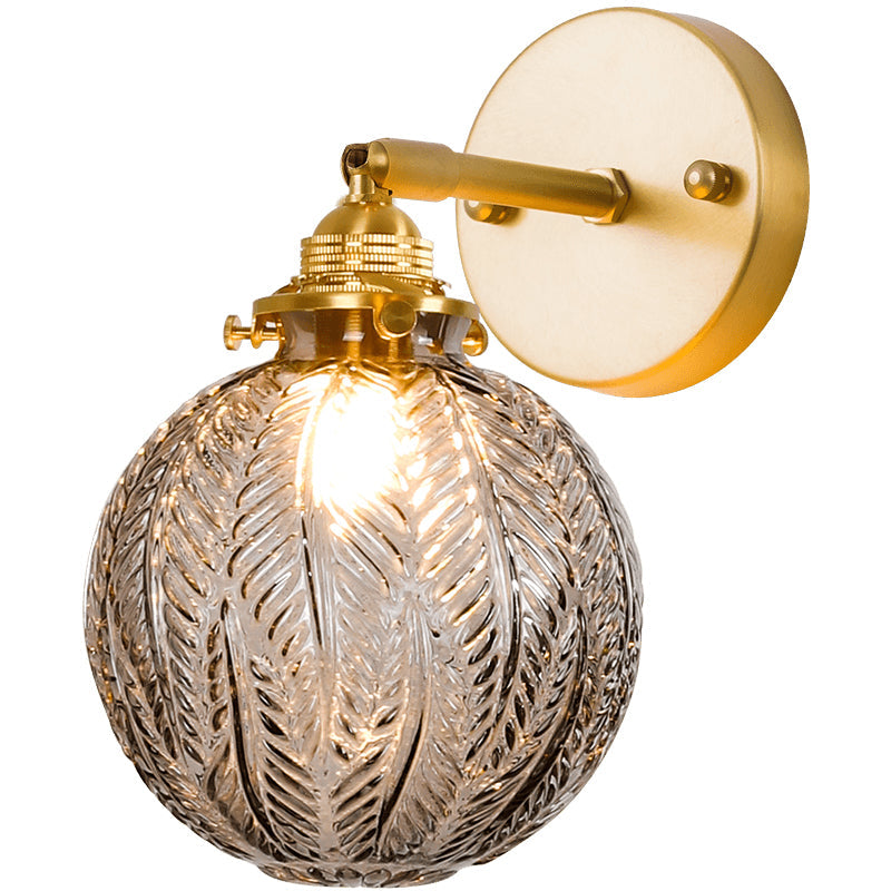 BowLift | Textured Glass Ball Wall Light Simple Single Gold Wall Mounted Light with Adjustable Joint