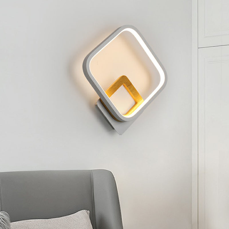 BowLift | White Square Wall Sconce Lamp Minimalistic LED Metal Wall Lamp for the Bedroom