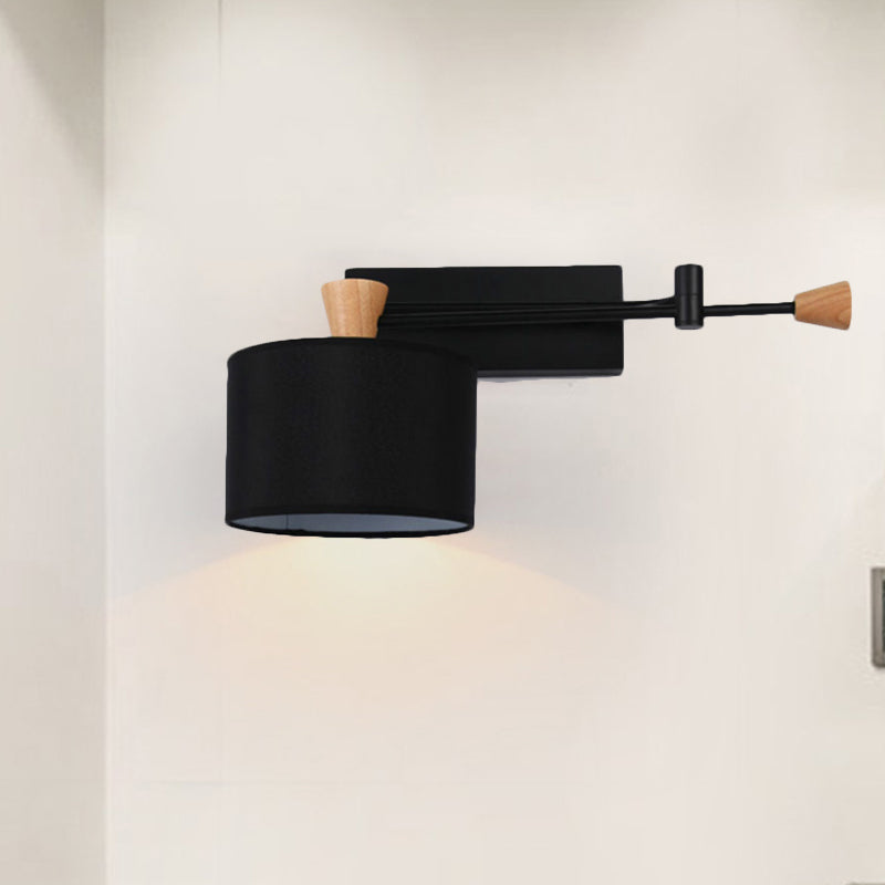 BowLift | Drum Wall Lamp Sconce Modernism Fabric 1 Light Sconce Light in Black/White for Living Room