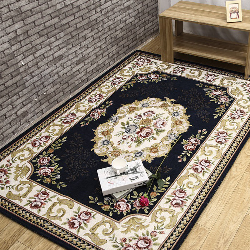 BowLift | Antique Living Room Rug Multicolor Flower Printed Area Rug Polyester Non-Slip Back Easy Care Indoor Rug