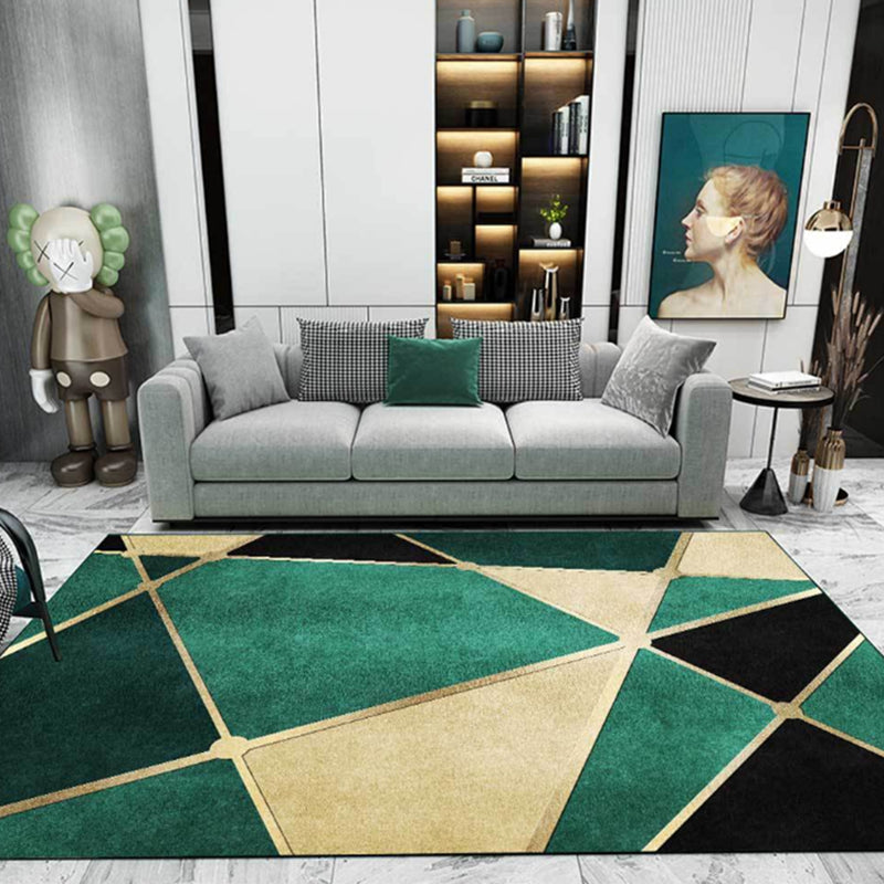 BowLift | Calming geometric printed rug Multicolored polyester indoor rug Easy care pet-friendly area rug for living room