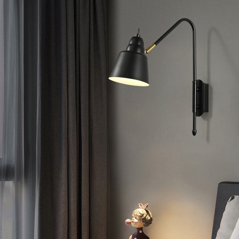 BowLift | Swing Arm Wall Mount Light Minimalist Metal 1 Bulb Nightstand Reading Light with V-shaped Arm