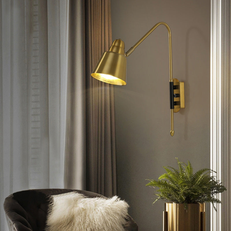 BowLift | Swing Arm Wall Mount Light Minimalist Metal 1 Bulb Nightstand Reading Light with V-shaped Arm