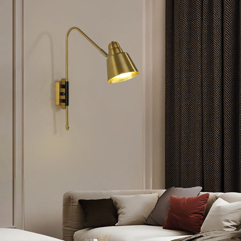 BowLift | Swing Arm Wall Mount Light Minimalist Metal 1 Bulb Nightstand Reading Light with V-shaped Arm