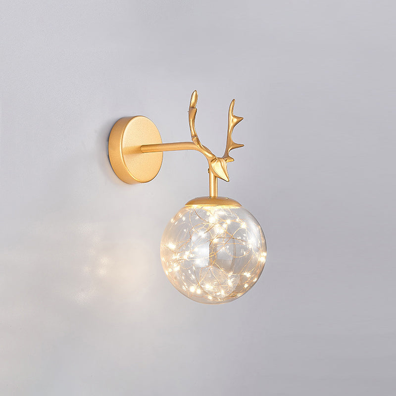 BowLift | Antler and Ball Bedroom Wall Light Glass LED Minimalist Wall Mount Lamp with Star Light String