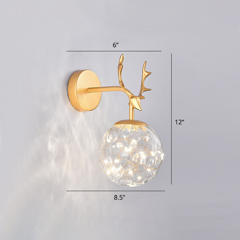 BowLift | Antler and Ball Bedroom Wall Light Glass LED Minimalist Wall Mount Lamp with Star Light String