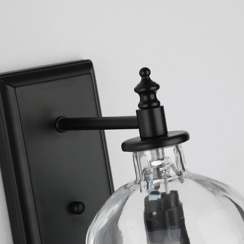 BowLift | Clear Glass Skull Wall Light Art Deco 1 Head Black Wall Lamp for Bedroom