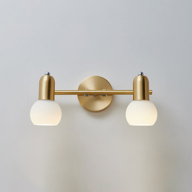 BowLift | Swiveling Dome Milk Glass Mirror Lights Postmodern Brass Wall Lights for Bathroom