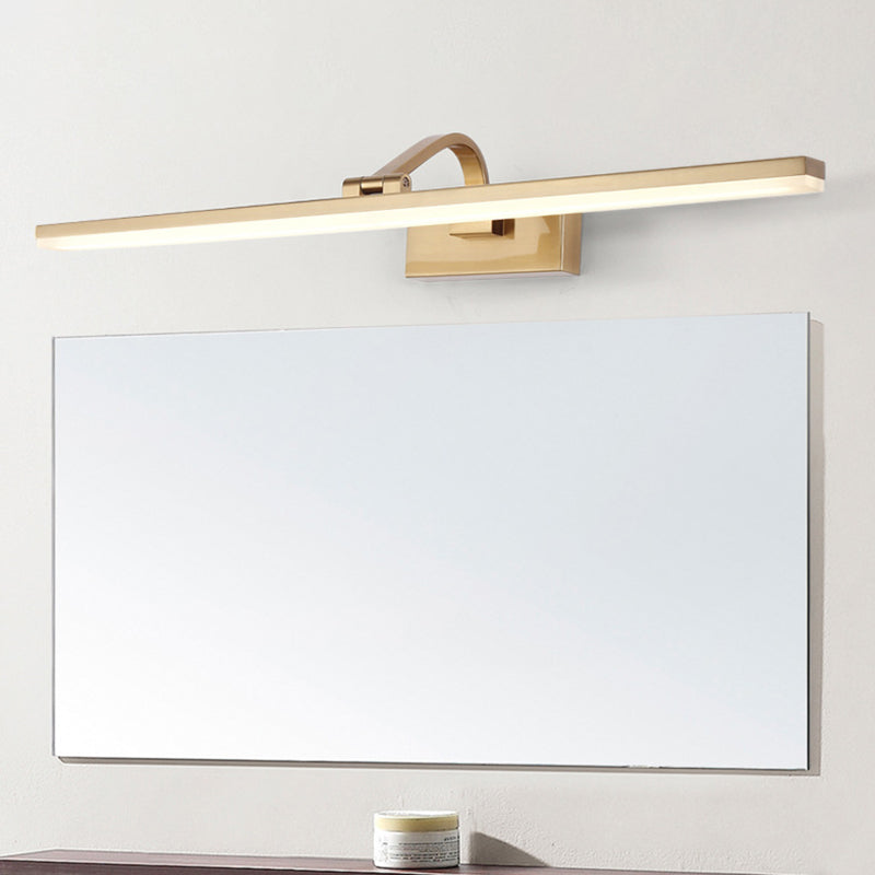 BowLift | Brass Linear Cosmetic Mirror LED Lamp Modern Acrylic Wall Mount Light with Swivel Arm