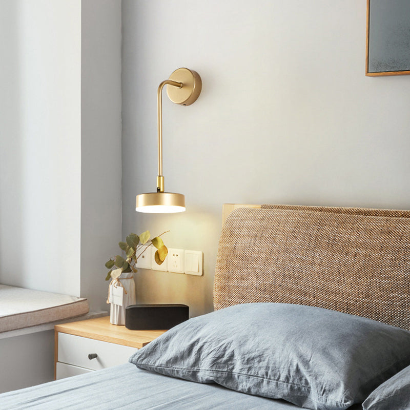 BowLift | Round Metal LED Wall Light Simple Style Gold Wall Mounted Lamp for Bedroom