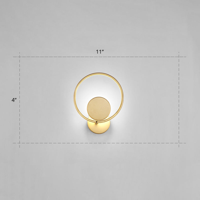 BowLift | Round Metal LED Wall Light Simple Style Gold Wall Mounted Lamp for Bedroom