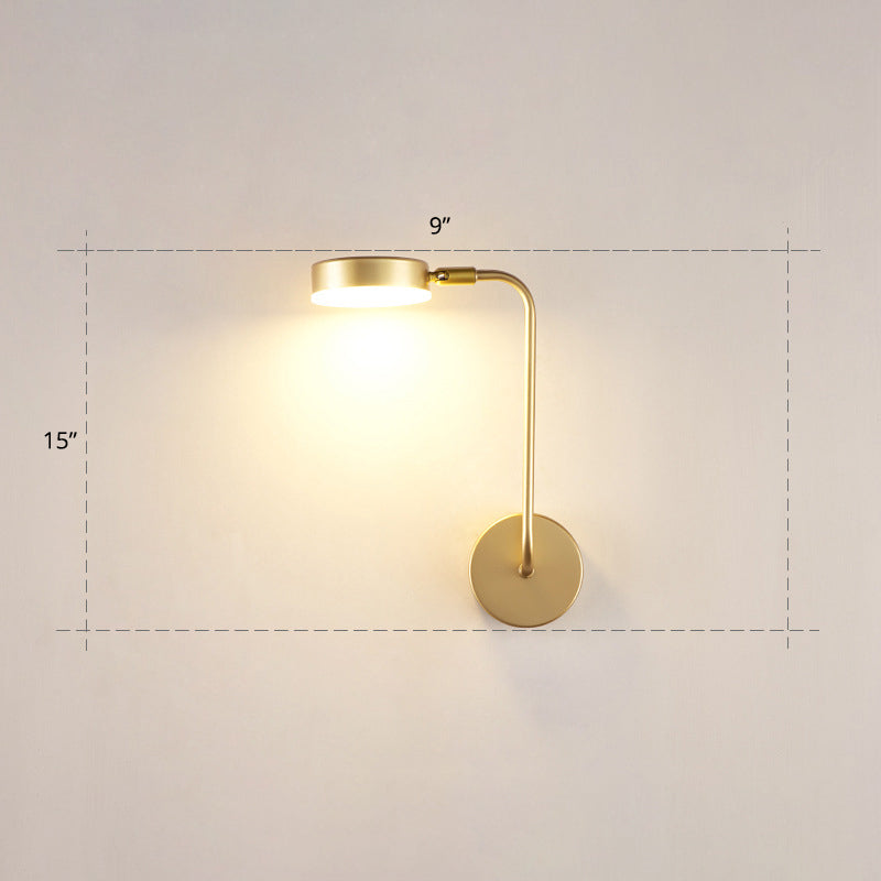 BowLift | Round Metal LED Wall Light Simple Style Gold Wall Mounted Lamp for Bedroom